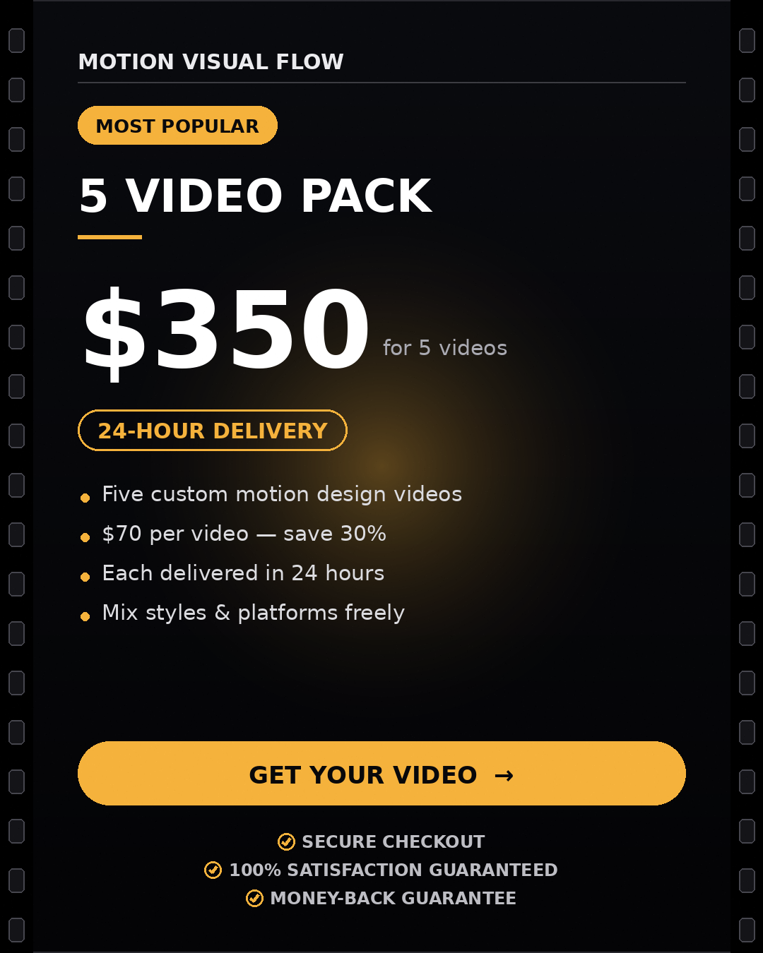 5 Video Pack — Custom Motion Design Videos, 24-Hour Delivery